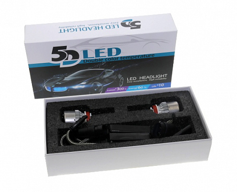 Лампы светодиодные 5D H8/H9/H11/H16 65W/30W 6500/3000LM Double Color