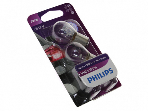 Лампы 12V P21W  1-контактная +60% PHILIPS (2 шт)