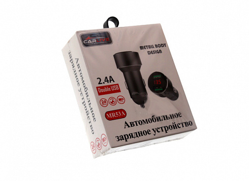 Устройство зарядное для телефона (2 USB-гнезда) 2.4A MRM MR-53A (с вольтметром)