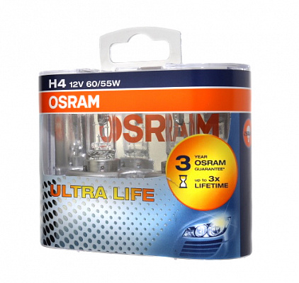 Лампы Н-4 12V  60/55W OSRAM+60% 64193ULT увеличенный срок службы
