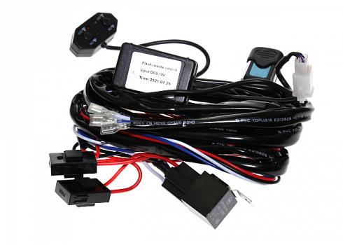 Проводка подключения LED-фар с пультом, реле 40А (на 2 фары) RedBTR