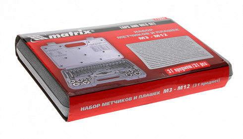 Набор метчиков и плашек MATRIX 31пр.М3-М12 77337