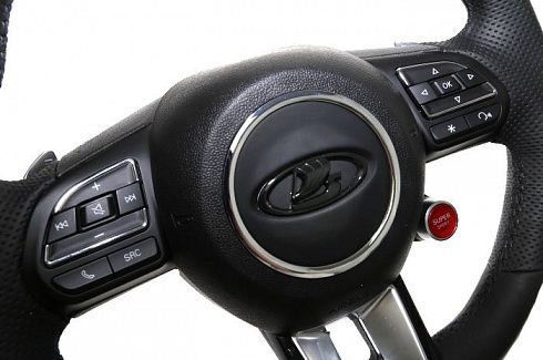 Руль 2170,1118,2190 "KIA СТИЛЬ" анатомический (черная строчка, мультимедиа,лепестки)