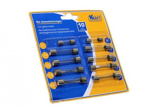 Предохранители стекляные KRAFT 2 А-25А (10 шт)