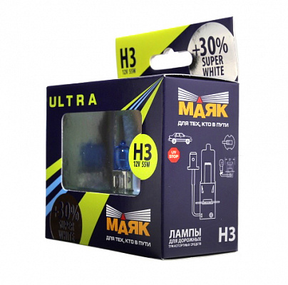 Лампы Н-3 12V  55W МАЯК +30% 82320SW+30