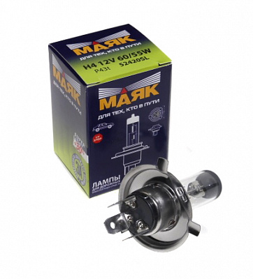 Лампа Н-4 12V  60/55W МАЯК +30% 52420SL