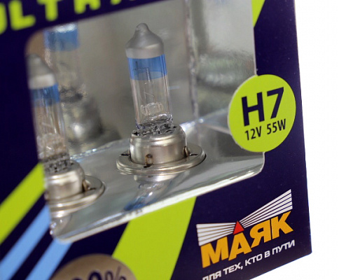 Лампы Н-7 12V  55W МАЯК +100% 82720SL+100